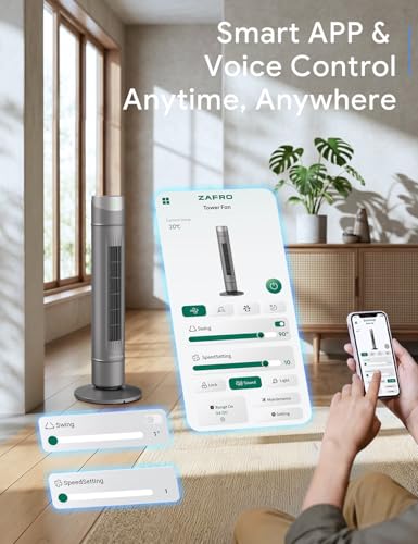 Image of ZAFRO Smart Tower Fan for Bedroom,Upgraded DC Motor Fans that Blow Cold Air
