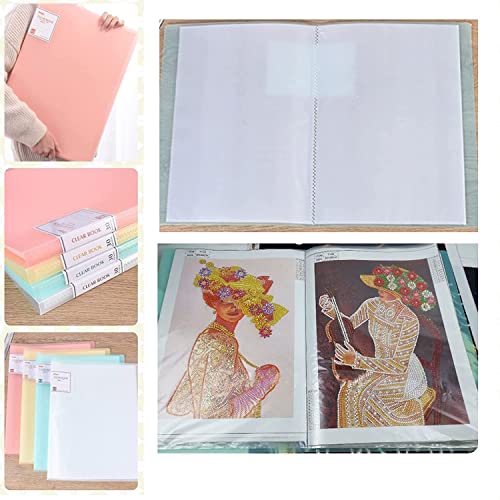 A3 Diamond Painting Storage Book 30 Pages, Art Portfolios Painting Storage Book Clear Pockets Sleeves Protectors For Artwork, Report Sheet, Letter Album Folder Storage Bag, 11*17In/44 X 32.5Cm (Green) #TOP28