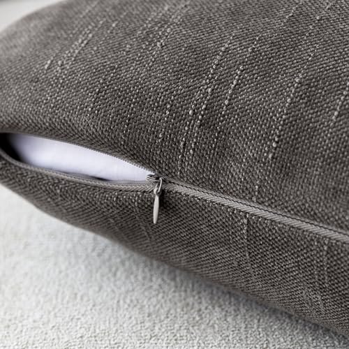 Image of Foindtower Pack of 2 Soft Textured Throw Decorative Pillow Covers Square Accent Solid Cushion Cover Cozy Farmhouse Pillow Case with Zipper for Couch Sofa Bedroom Living Room 16x16 Inch, Charcoal