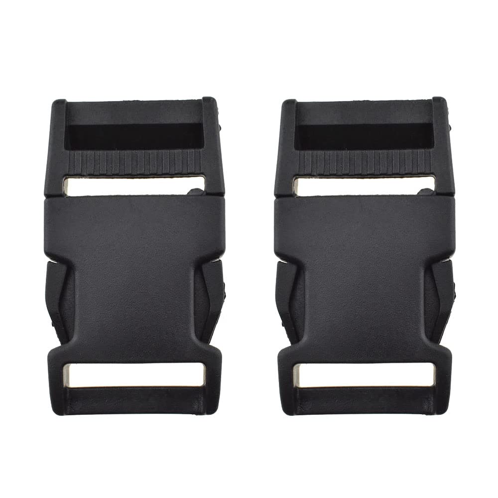 1'' Width Quick Side Release Buckles Speedy Pinch Single Loop End Hold Tight Withstand Constant Motion Plastic Clips Snaps 2 PCS for Nylon Webbing Strap Backpack Costume Dog Collars, Black