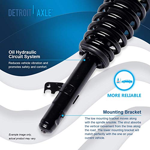 Image of Detroit Axle - 2pc Front Struts for Ford 2006 2007 2008 2009 Fusion Mercury Milan Lincoln MKZ, 2 Complete w /Coil Spring Assembly Replacement Suspension Quick Install Ready Shocks
