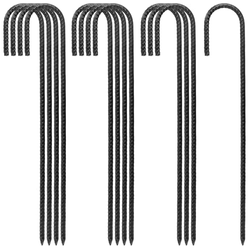 CHEUKYIU 12 anclajes de suelo de 40 cm, ganchos en J, anclajes para suelo, para jardín, con punta de cincel para trampolines, camping, jardín