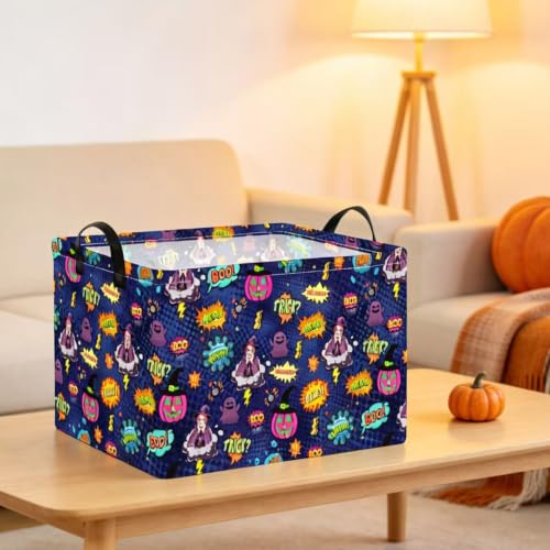 Image of NTAOHAMPER Rectangular Storage Basket Empty,Storage Bin with Handles,Room Decor,Gift Basket,Book Box(Pop Halloween)