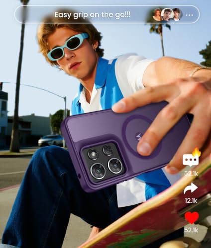 Image of FNTCASE for Moto G 2026 /2025 Case: Motorola Moto G Play 5G 2026 Case [Compatible with Magsafe] Translucent Matte Cases with [Screen Protector] Military Grade Shockproof Protective Phone Cover -Purple