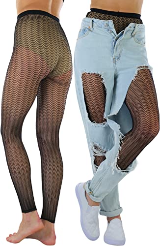 Image of ToBeInStyle Women's Single Floral Lace Fishnet Tights Footless & Stirrup Design