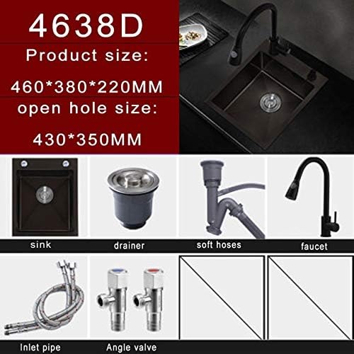 Black Nano Bar Hand Sink Small Sink Single 304 Stainless Steel Kitchen Balcony Mini Wash Basin Above Counter Or Undermount (4628d) (4638d)