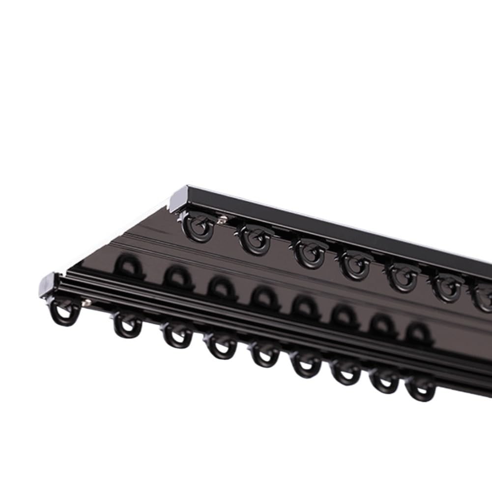 Curtain Track Double Tracks, Ceiling Curtain Track Double Rails For Curtains Drapes Room Dividers Black White 0.9-5m(Black,1.5m)