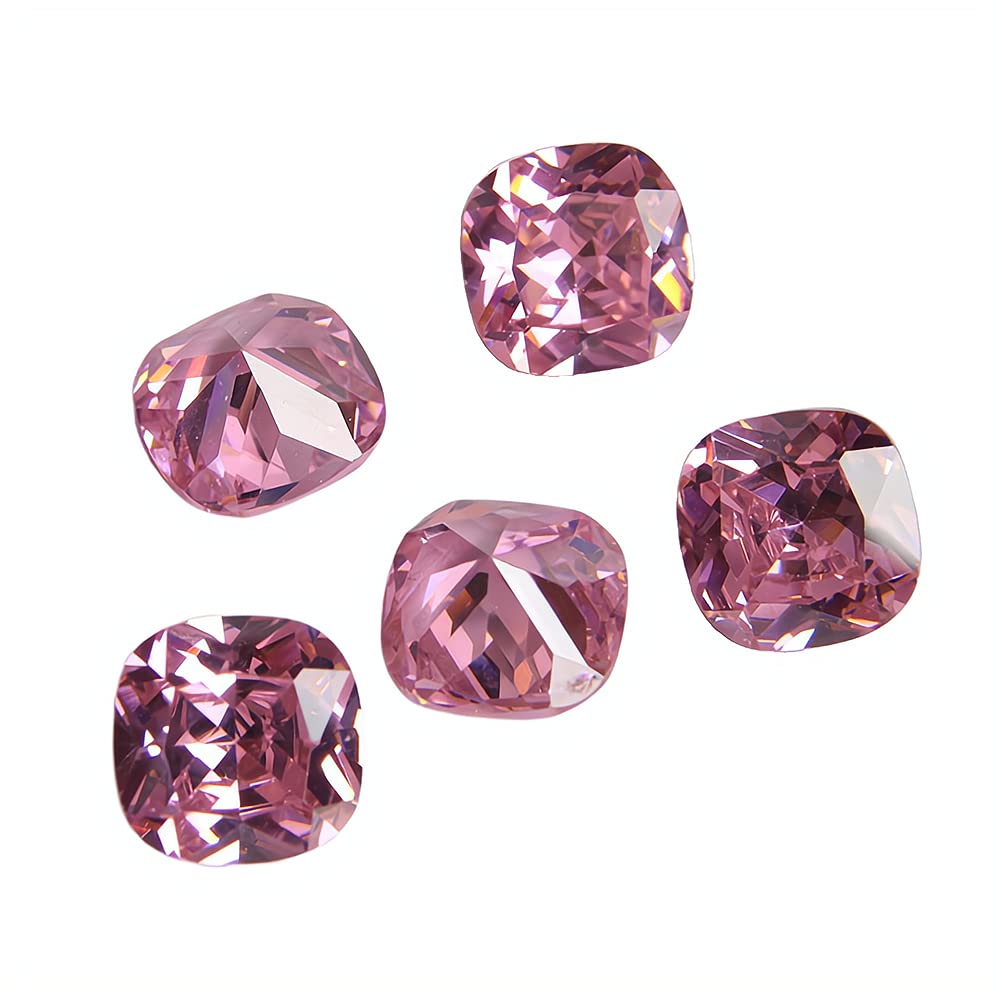 Comidox 5Pcs Unheated Pink Sapphire Cushion Shape Color Loose Gemstone 12x12mm