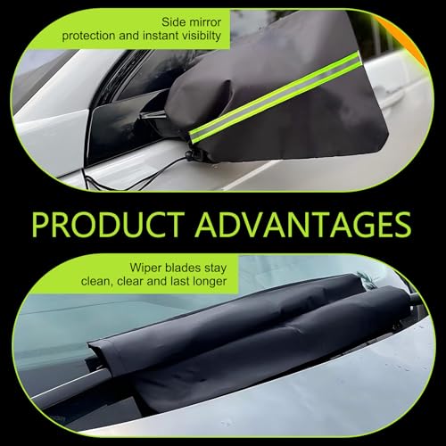 Image of 5 PCS Car Mirror Covers and Windshield Wiper Covers, Rearview Mirror Wiper Snow Covers Dust and Frost Protectors, Car Exterior Protection Accessories, Universal for Most Cars (Black)