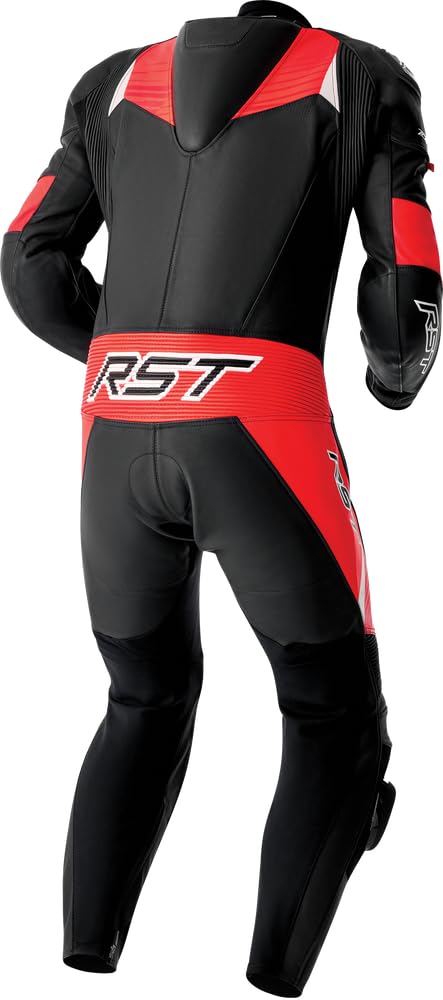 RST Tractech Evo D3O Tuta in pelle da motociclista a pezzo unico perforata, nero/rosso, 50