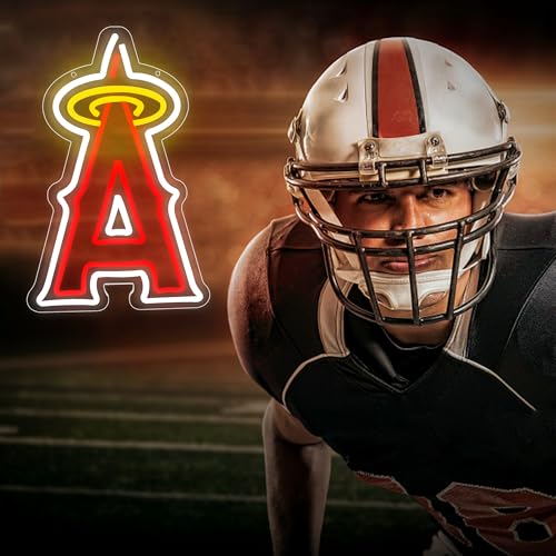 Image of Baseball Neon Sign for Wall Decor Baseball Team Sign for Sport Club Dimmable Led Neon Light for Man Cave Bedroom Garage Birthday Party Baseball Room Size 16.1 * 10.6 In(ZYLD129-Angle)
