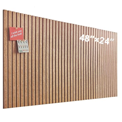 Large Cork Board for Office, 8 Pack Felt Wall Tiles with Slat Wall Paneling and Safe Removable Adhesive Tabs, Felt Bulletin Board Pin Board Cork Boards for Walls (Deep Camel) image 7