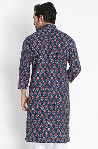 Image of VASTRAMAY Men's Navy Blue Cotton Kurta