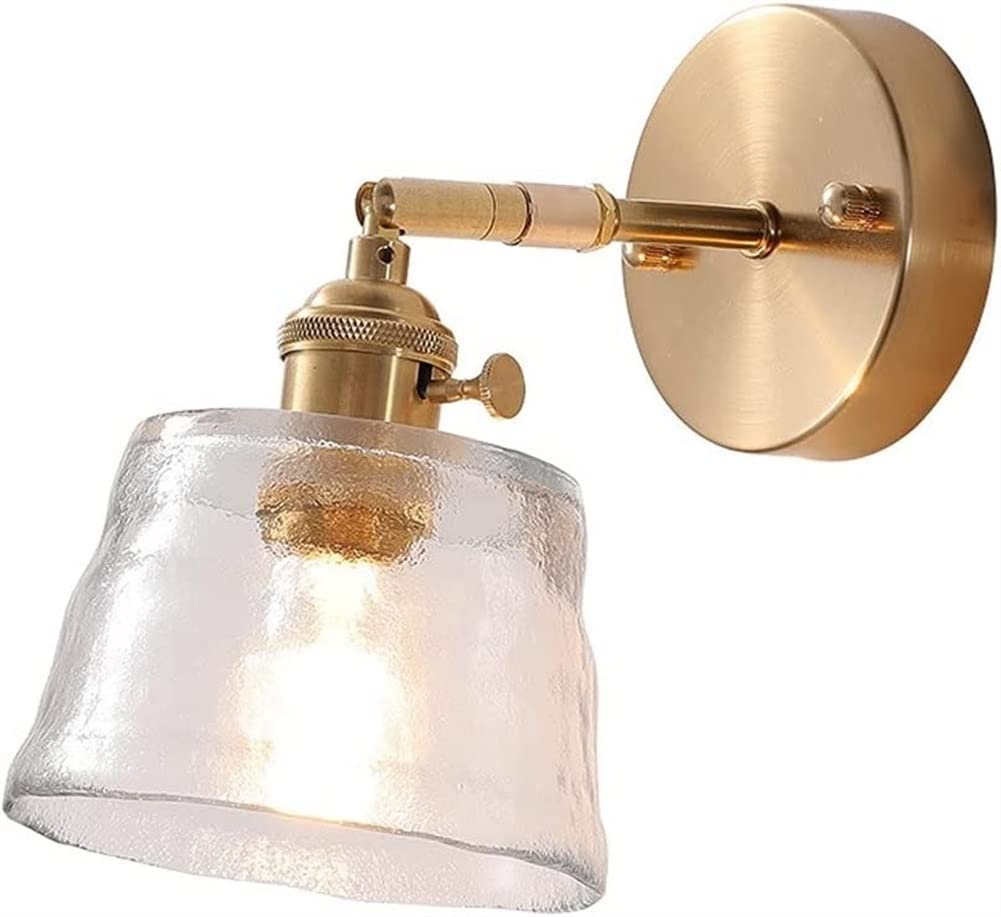 CWCQGH Wall Sconces, Wall Lamp Transparent Glass Can Be Rotated Wall Sconce Lighting Fixture Press Switch Wall Lights E27 Base Lighting Wall Mount Sconce Fixture Compatible with Bedroom Bedside Porch