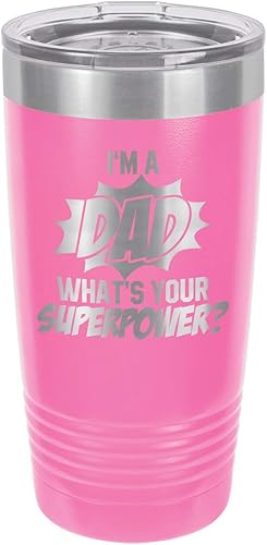 Miniatura 10 de IM A DAD WHATS YOUR SUPERPOWER BLACK Vaso de bebida de 20 onzas con pajita Taza de viaje grabada con láser Comparar con Yeti Rambler Idea