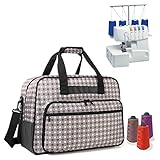 Yarwo Maletas de Transporte para Máquina de Coser Overlock, Bolsa para Máquina de Coser Adecuado para la mayoría de Las Overlock universales, con Acolchado y Fondo Antideslizante, Puntos Grises