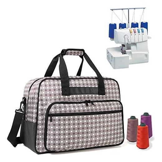 Yarwo Maletas de Transporte para Máquina de Coser Overlock, Bolsa para Máquina de Coser Adecuado para la mayoría de Las Overlock universales, con Acolchado y Fondo Antideslizante, Puntos Grises