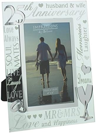 Oaktree Gifts 25th Anniversary Mirrored Photo Frame 4 x 6