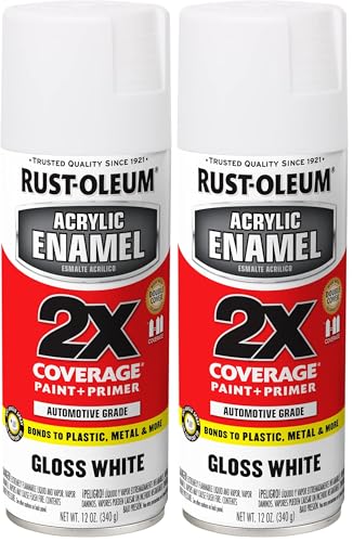 Image of Rust-Oleum 271919 Acrylic Enamel 2X Spray Paint, 12 oz, Gloss White (Pack of 2)