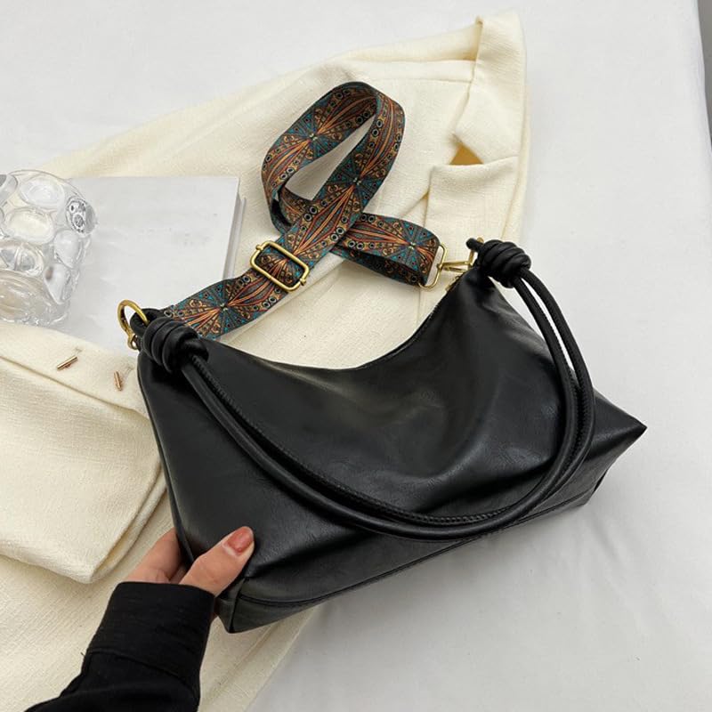 Image of Aoekaff Shoulder Bag for Women,Small Shoulder Purses Crossbody Hobo HandBags with Adjustable Strap (Black)