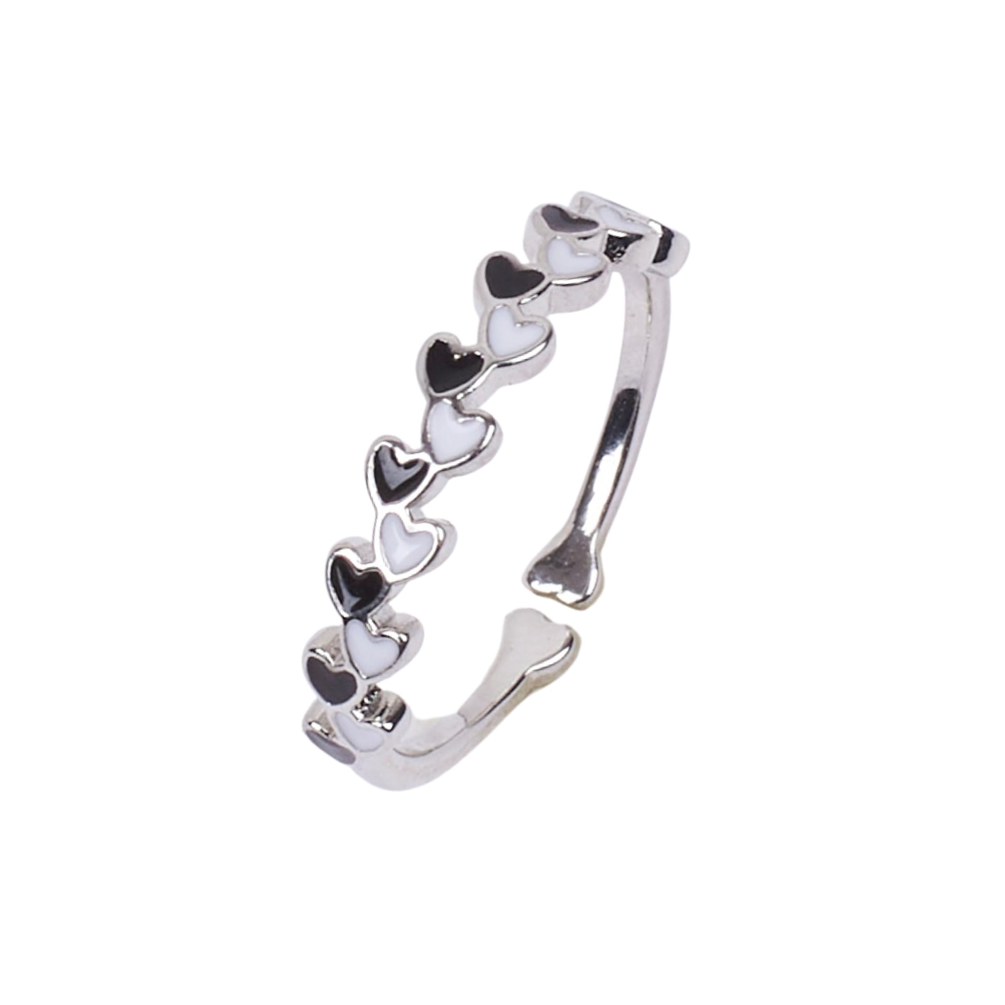 SALTY Aarna Black And White Enamel Heart Finger Ring for Women & Girls | 14K Gold Plating | Anti-Tarnish | Fancy | Stylish & Minimal | Aesthetic Jewellery | Accessories for Everyday Wear (B0DBZC73HN) Amazon Price History, Amazon Price Tracker