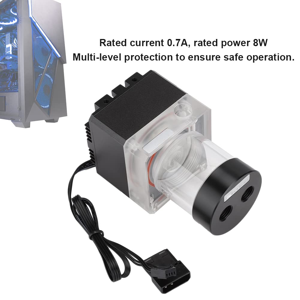 Cuifati Zintegrowana Pompa ze Zbiornikiem Chłodzenia wodą do Komputera PC 800 L/h, Anoda Aluminiowa + PMMA + POM, Kolor Czarny/srebrny, Rozruch 7 V, Głowica Pompy 3,1 Stopy, Efektywne Odprowadzanie