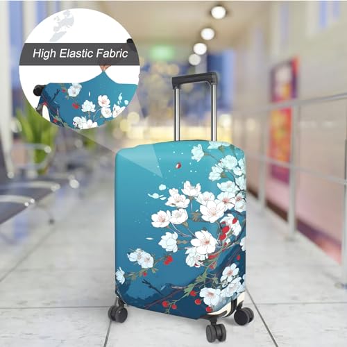 Luggage Cover Elastic Washable Suitcase Cover Protector Anti-scratch Travel Luggage cover Fits 22-24 Inch Luggage, White Flower 022