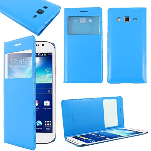 ebestStar - Coque Compatible avec Samsung Grand 2 Galaxy G7105 G7102 G7100 Etui Slim Housse Portefeuille Fenêtre View, Bleu [Appareil: 146.8 x 75.3 x 8.9mm,...