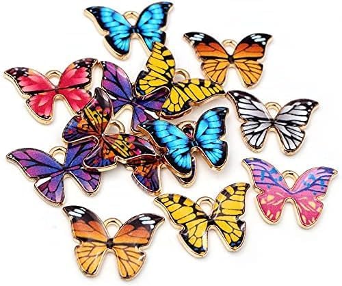 10Pcs Orange Colorful Butterfly Charms Pendant Enamel Metal Small Charms Necklace Bracelet For DIY Jewelry Making Accessories Beading and Making Beading and Jewelry 21x15mm - Image 3