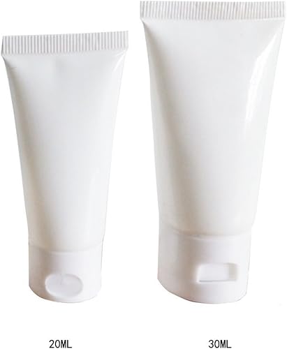 Miniatura 6 de QUUPY 24 recipientes vacíos recargables para botellas de tubo para apretar cosméticos de 0.68 onzas líquidas, tarros con tapa abatible para