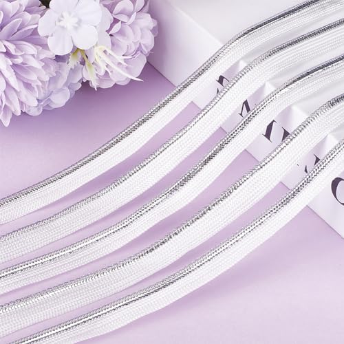 GORGECRAFT 20 Meters Silver Piping Trim with Metallic Lip Welting 12mm Wide Bias Tape Cord Edge Trim Ribbon for Sewing Clothing Pillows Lamps Draperies Home Decor Upholstery - Image 4