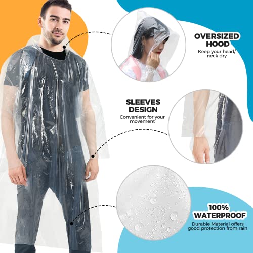 BFONS 5-6pcs Disopable Rain Ponchos for Adults,Ponchos Adults for Men and Women with Hood,Waterproof Rain Ponchos Raincoat3