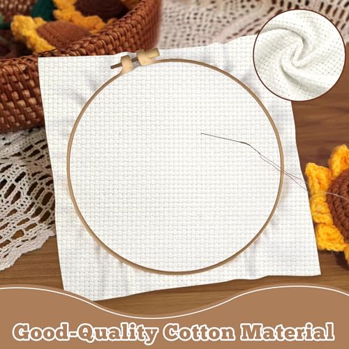 Image of 16 PCS Aida Cloth 14 Count Cross Stitch Fabric, 4 Different Sizes 5.9 to 11.8inch, Pre-Cut Squares Fabric for Craft Embroidery, Handmade Needlework, DIY Handicrafts (Beige)