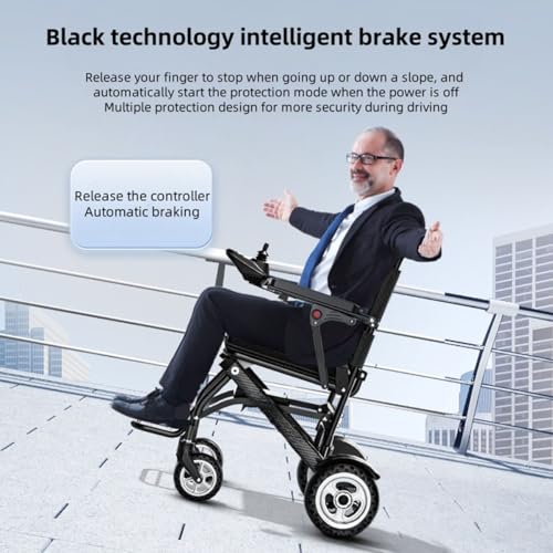 Silla de ruedas eléctrica para adultos, silla de ruedas eléctrica plegable, diseño de aluminio ultraligero, 12,5 kg, fácil de transportar y almacenar