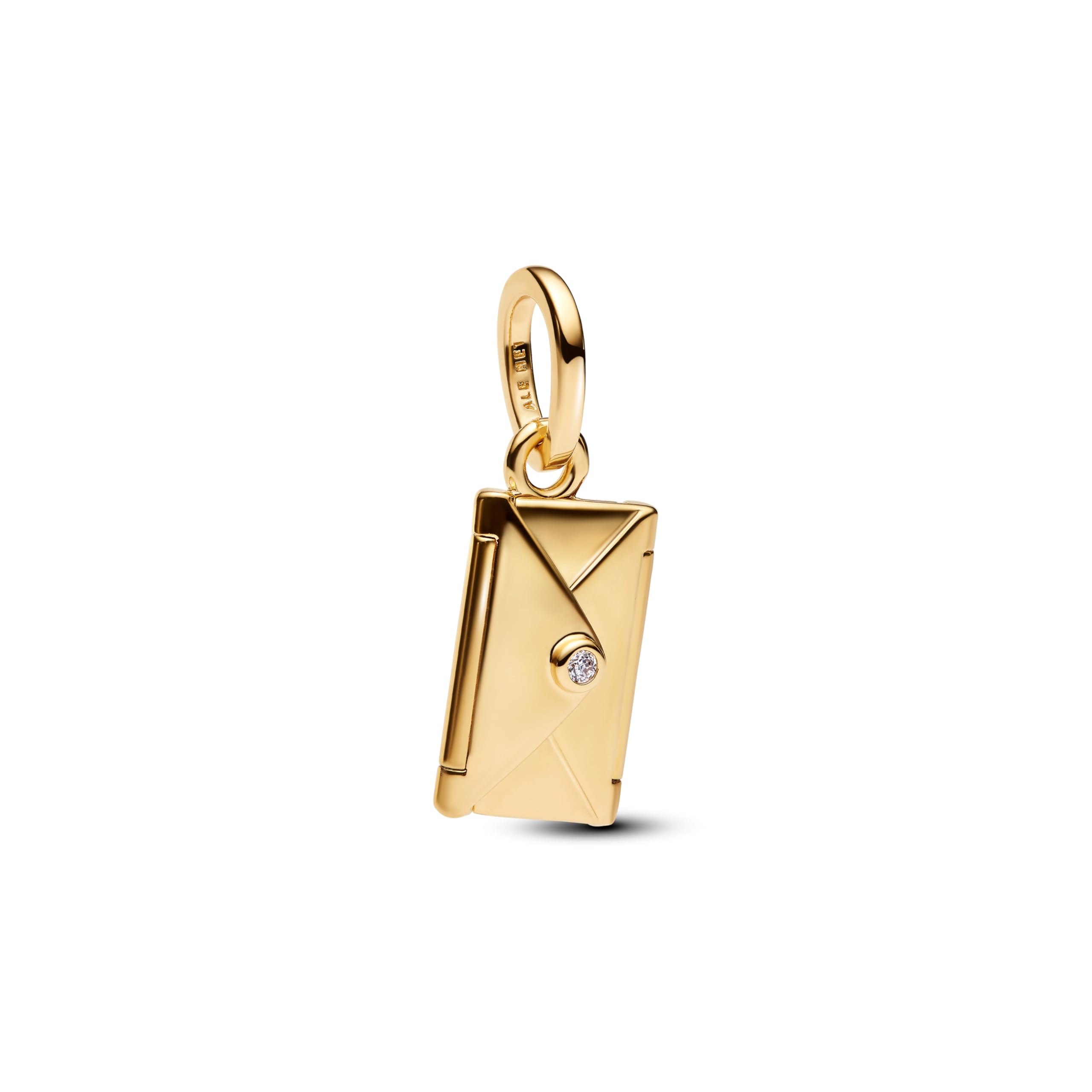 PANDORA Moments 764421C01 - Colgante sobre grabado y apertura con aleación de metal chapada en oro de 14 quilates, compatible con ME y Moments