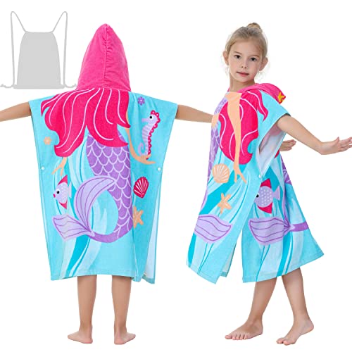 Athaelay Kids Bath Towels With Hood For Boys Girls Cotton Beach Towel Oversize Extra Size Super Soft Absorbent (Mermaid) #TOP12