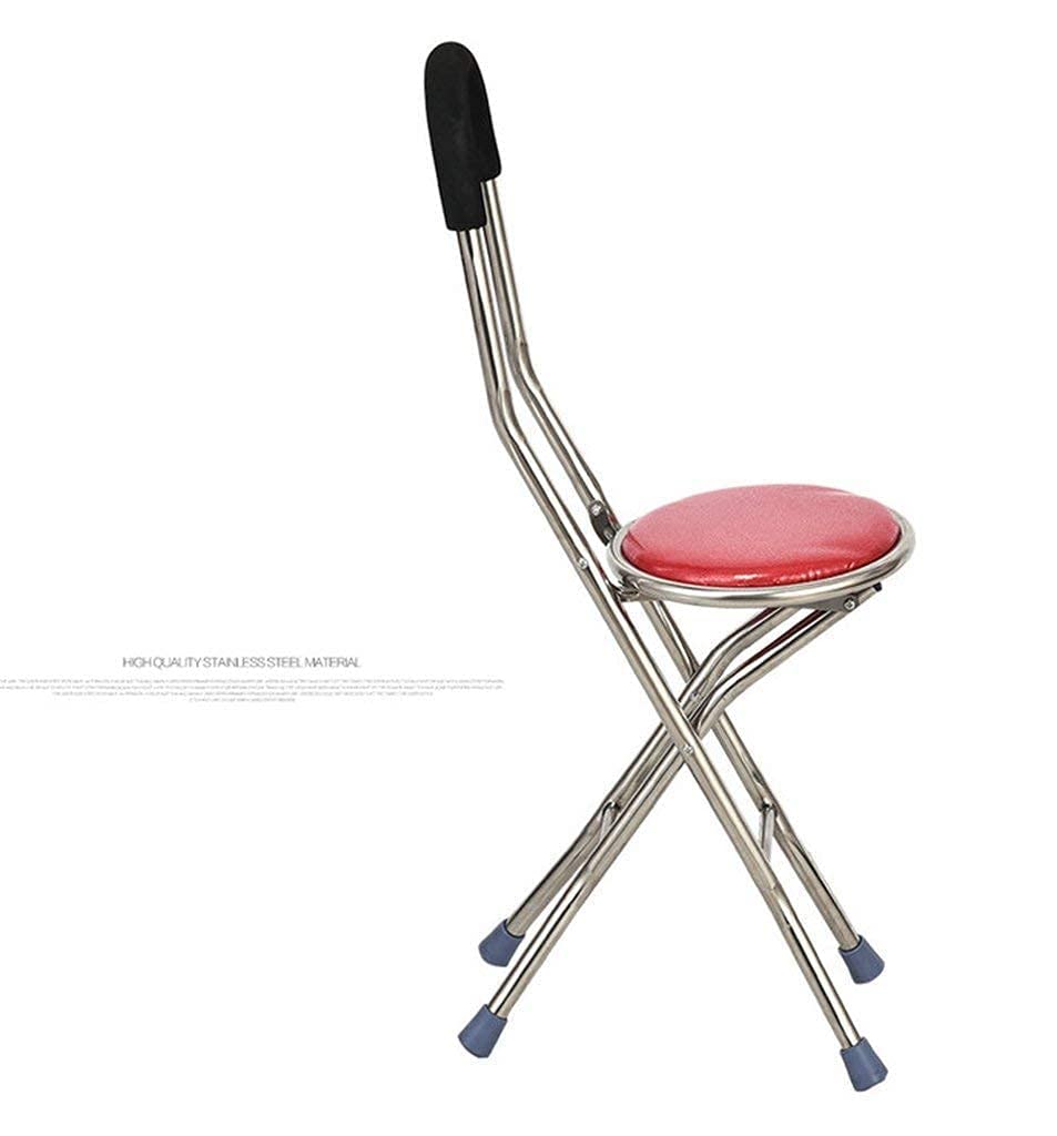 Deambulatori per anziani Stampelle Ausilio per la deambulazione per adulti Stampelle per anziani in acciaio inossidabile Sgabello per anziani Camminatore piegato a quattro gambe Prendi posto Sedia c