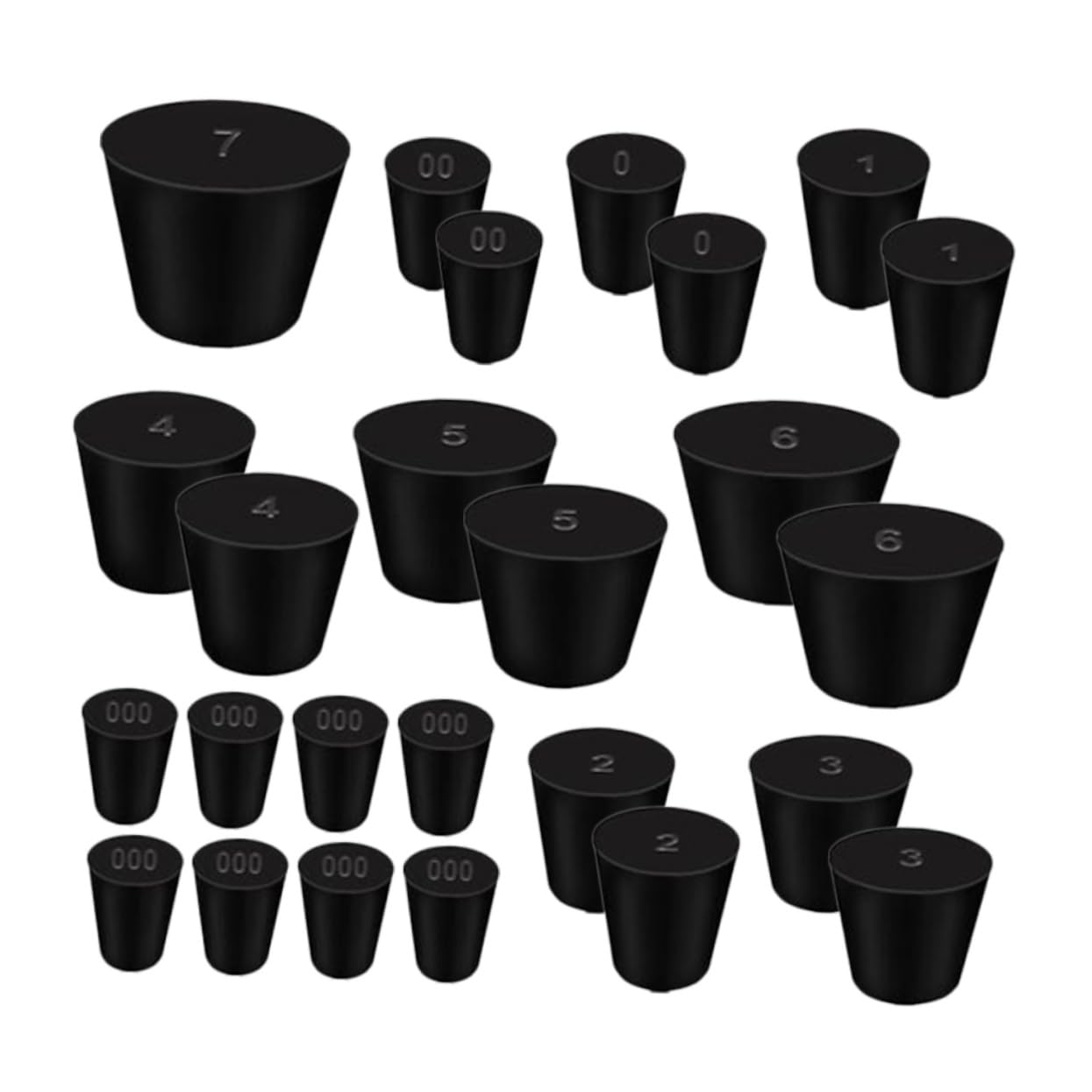 ULTECHNOVO 125 Stk Gummistopper Gummistopfen Flaschenkorken Kolbenstopfen Rohrstopfen Flaschenverschlüsse Laborstopfen Gummi-verschlussstopfen Konischer Stopper Reagenzglasstopfen