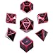 Hestya 7 Pieces Metal Dices Set DND Game Polyhedral Solid Metal D&D Dice Set with Storage Bag and Zinc Alloy with Enamel for Role Playing Game Dungeons and Dragons (Electrophoretic Red Edge Black)