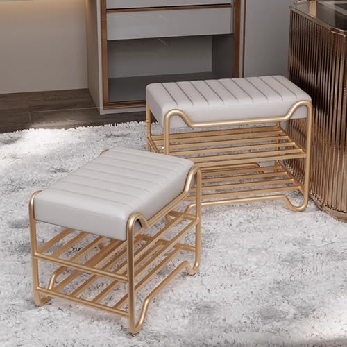 Banc à chaussures d'entrée rose rembourré avec étagère de rangement 60cm