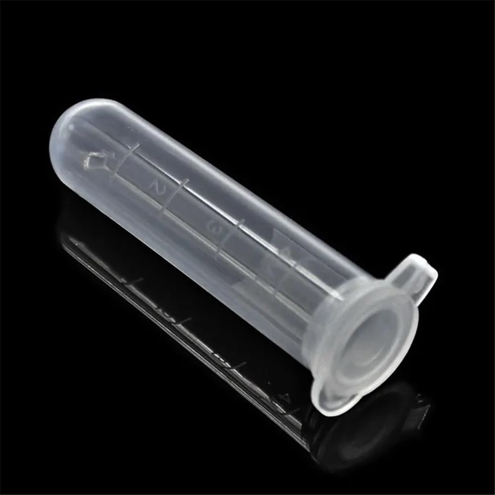 Instrumentos y Equipos de Laboratorio Tubo de centrífuga de microtubos de 5 ml, tubo de centrífuga de laboratorio, fondo redondo, tapa a presión, transparente, diámetro 13 mm, altura 53 mm, 300 tubos