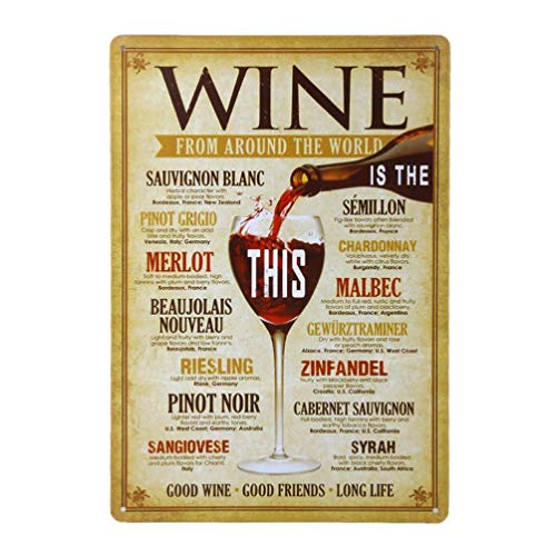 Uonlytech Letrero de Metal Vintage con Texto en inglés Wine from Around The...
