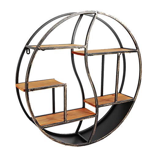 WUPYI2018 Estantería de Pared Redondo,Diseño Vintage,80 * 12 * 80cm,para almacenaje de Libros, Fotos, coleccionables y Vino