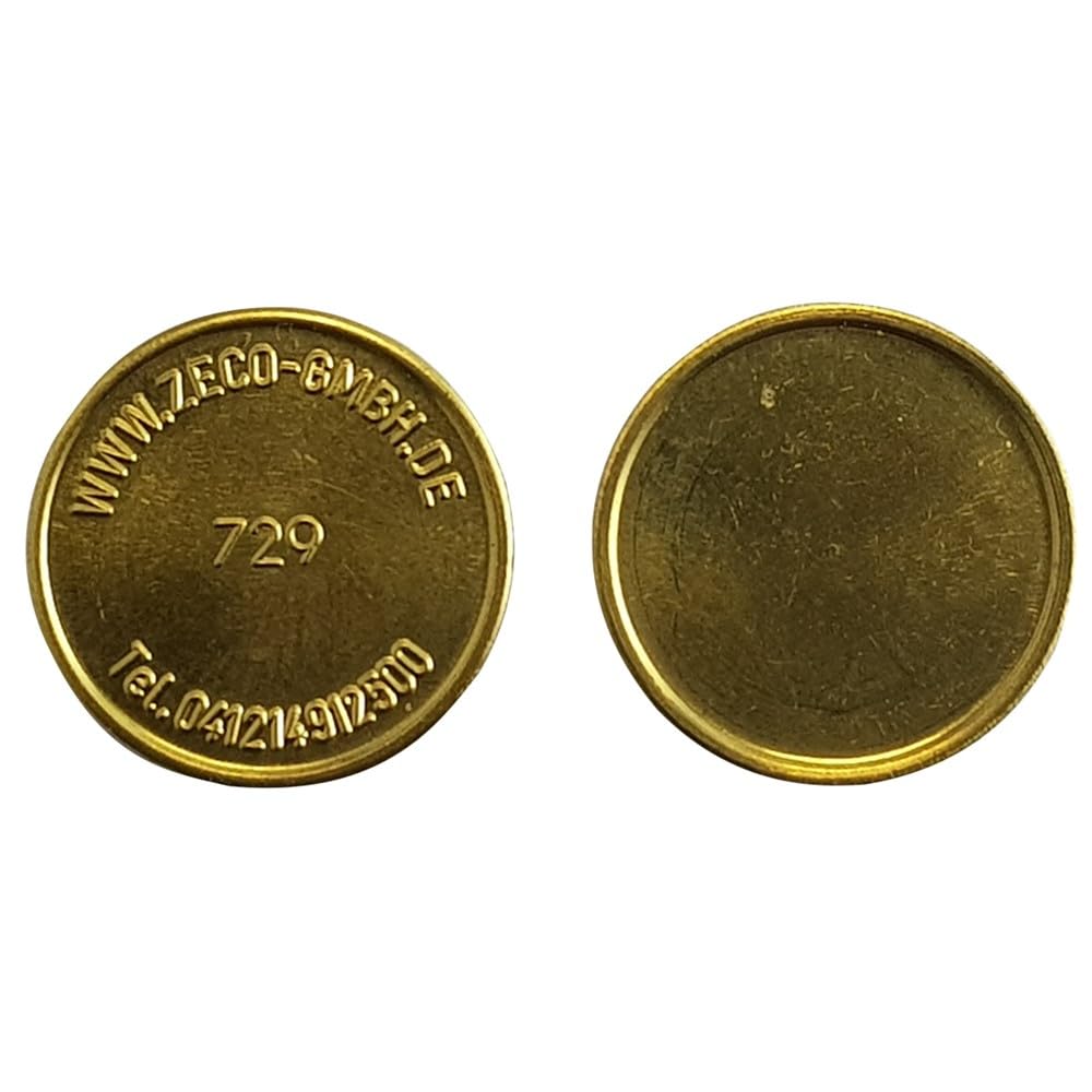 Zeco Wertmarke WM8, Waschmarke kompatibel mit Miele 11729, Messing Jeton, 20 Stück (WM8, 17 x 1,8mm)