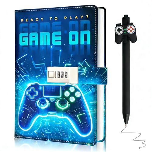 Tagebuch mit Schloss Jungs Tagebuch Jungs Kinder mit Schloss Notizbuch mit Code Schule Schulanfang Geburtstag Geschenke für Jungen 8 9 10 11 12 13 14 15 Jahre Game Tagebücher mit Stift für Teenager