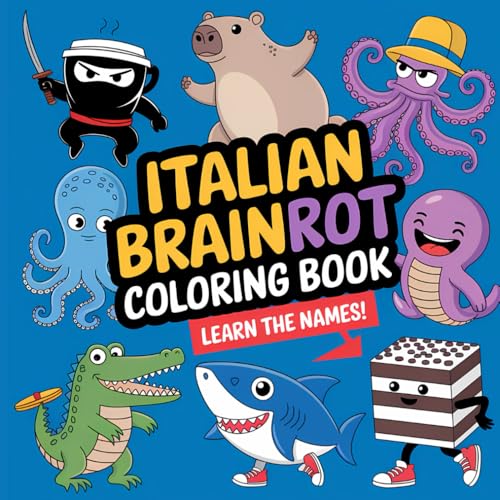 Italian Brainrot Coloring Book with Characters Names: Color Your Favourite Brain Rot Meme Like Viral Tralalero Tralala, Ballerina Capuchina or Bombardiro Crocodilo, Inspired by Social Media Trends image 2