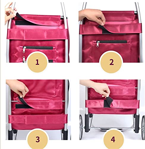 55L Einkaufstrolley für Lebensmittel Oxford Stoff Einkaufstasche Aluminiumlegierung Treppensteigen Einkaufswagen mit 2… – Bild 3