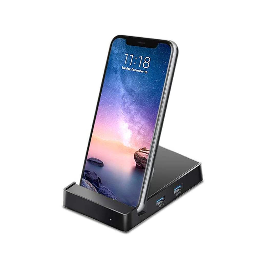 GKI Type-C Android Smartphone Charging Dock Station with USB-C 45W PD Charging HDMI USB 3.0 & AUX, Streaming Videos/Movies, Screen Mirroring Media Player. (Black)