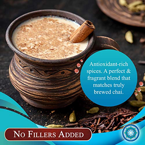 Blue Lotus Chai - Rooibos Flavor Masala Chai - Makes 65 Cups - 2 Ounce Masala Spiced Chai Powder With Organic Spices - Instant Indian Tea No Steeping - No Gluten #TOP5