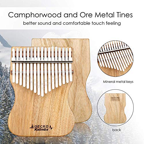 GECKO Kalimba Piano à pouce 17 touches en bois de campphor massif avec marteau d’accordage et instructions (français non… - Les Beatles, Paul McCartney, John Lennon, RIngo Starr, George Harrison GECKO Kalimba Piano à pouce 17 touches en bois de campphor massif avec marteau d'accordage et instructions (français non… – Image 3